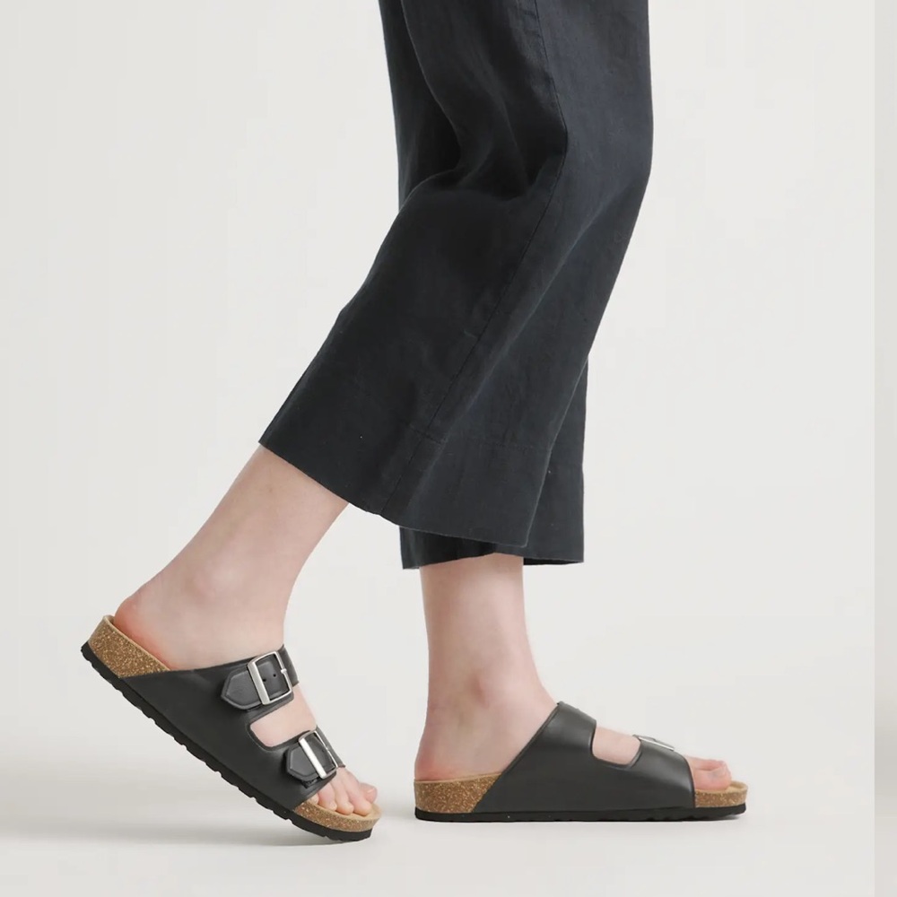 Quince Nappa Leather Double Buckle Slide - Picture 3 of 7